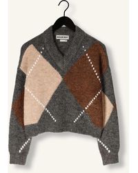 ROUGE EDIT - Truien & Vesten ,Veelkleurig ,Wol Rouargyle Ls V Neck Knit - Lyst