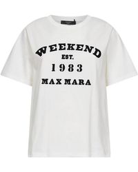 Weekend by Maxmara - Tops ,Wit ,Katoen T-Shirt Met Korte Mouwen - Lyst