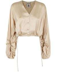 Semicouture - Overhemden ,Bruin ,Elegante Bloemenjurk - Lyst