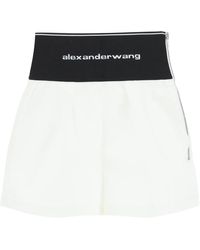 Alexander Wang - Shorts anchos de algodón y nylon con cinturilla de marca - Lyst