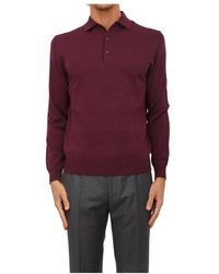 Etro - Truien & Vesten ,Rood ,Wol Gebreide Polo L/S - Lyst