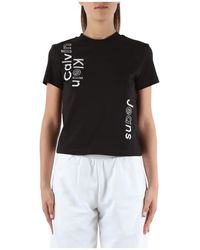 Calvin Klein - Baumwoll logo besticktes t-shirt - Lyst