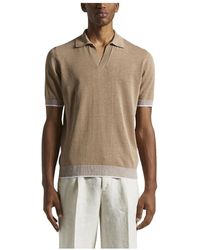 Peserico - Leinen- Und Baumwollkrepp-Poloshirt - Lyst