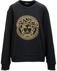 Versace - Hoodies & Sweatvesten ,Zwart ,Katoen Pullover Sweatshirt - Lyst