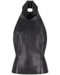 Magda Butrym - Tops ,Zwart ,Leer Halterneck Leren Blouse - Lyst