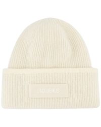 Jacquemus - Accessoires ,Wit ,Katoen The Gros Grain Beanie - Lyst