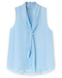 mötivi - Ärmellose Bluse Mit Plissee-Schal - Lyst