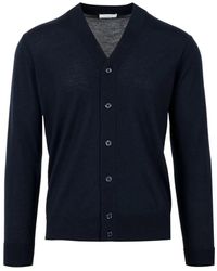 Paolo Pecora - Blauwe Wol Cardigan V-Hals Sweater - Lyst