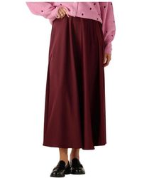 Y.A.S - Rokken ,Rood ,Polyester Bordeaux Rode Midi Rok Met Volume - Lyst