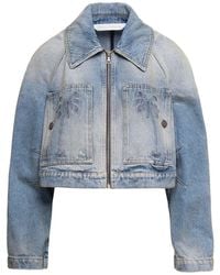 Palm Angels - Jassen ,Blauw ,Denim Cropped Denim Jas - Lyst