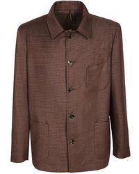 Dell'Oglio - Jassen ,Bruin ,Tweed Overshirt Met Ritssluiting - Lyst
