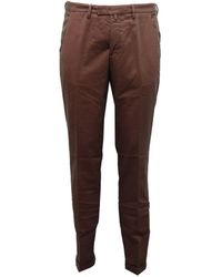 BRIGLIA - Broeken ,Rood ,Katoen Gestreepte Katoenmix Broek Bordeaux/Groen - Lyst