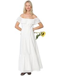 Crās - Schulterfreies Broderie Anglaise Kleid - Lyst