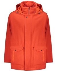 Herno - Jassen ,Rood ,Wol Wollen Parka Met Technische Stof - Lyst