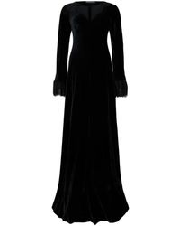 Alberta Ferretti - Kleedjes ,Zwart ,Lange Zwarte Fluwelen Jurk Elegant - Lyst