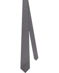 Brunello Cucinelli - Accessoires ,Grijs ,Wol Grijze Wollen Stropdassen Met Logolabel - Lyst