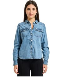 Guess - Overhemden ,Blauw ,Denim Denim Shirt - Lyst