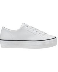 Calvin Klein - Black And White Leather Platform Sneakers - Lyst
