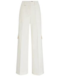 BOSS - Weiße baumwoll straight fit hose - Lyst