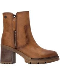 Refresh - Kameel Enkellaarzen Met 9Cm Hak - Lyst