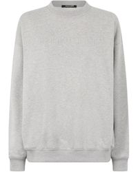 Roberto Cavalli - Hoodies & Sweatvesten ,Grijs ,Katoen Sweatshirt Met Opstaande Kraag - Lyst