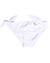 Dolce & Gabbana - Badmode ,Wit ,Nylon Logo Plaque Bikini Broekje - Lyst