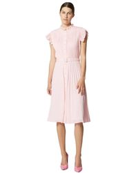 Silvian Heach - Midi Plissiertes Kleid Mit Gürtel - Lyst