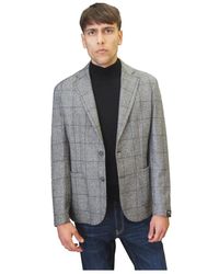Barba Napoli - Jassen ,Grijs ,Wol Prince Of Wales Wool Jacket - Lyst