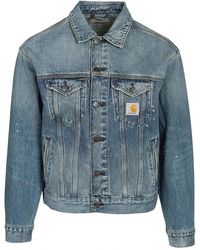 Carhartt - Jassen ,Blauw ,Katoen Helston Jacket - Lyst