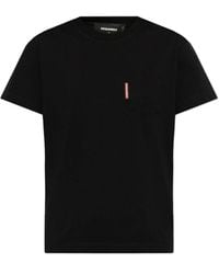 DSquared² - Tops ,Zwart ,Katoen T-Shirt Met Zak - Lyst