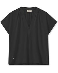 Mos Mosh - Tops ,Zwart ,Zwarte Vrouwelijke Tee Met V-Hals - Lyst