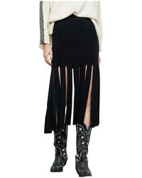 Akep - Rokken ,Zwart ,Korte Viscose Rok Met Franjes - Lyst