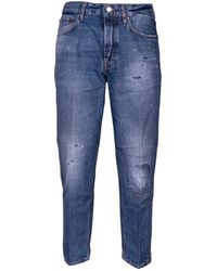 Don The Fuller - Jeans da carrot fit con ginocchia strappate ed effetto toppa. vita bassa. made in italy - Lyst