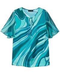 FIORELLA RUBINO - Blouse Van Bi-Materiaal Met Print - Lyst