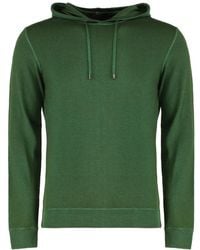 Moorer - Hoodies & Sweatvesten ,Groen ,Wol Geribbelde Gebreide Wollen Hoodie - Lyst