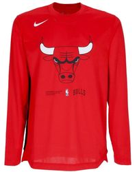 Nike - T-Shirt Met Lange Mouwen Nba Dri-Fit Top Met Lange Mouwen Chibul University Rood/Zwart - Lyst