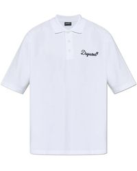 DSquared² - Tops ,Wit ,Katoen Polo Shirt Met Geborduurd Logo - Lyst