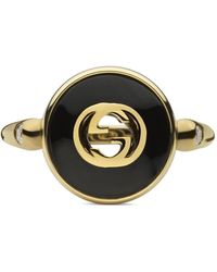 Gucci - Verriegelungsring in gelbgold, onyx und diamant - Lyst