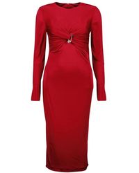 Versace - Safety Pin Gathered Fitted Midi Dress - Lyst