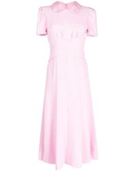 Self-Portrait - Elegantes Rosa Crepe Midi Kleid - Lyst