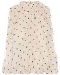 MSGM - Overhemden ,Wit ,Chiffon Polka Dot Chiffon Ballon Top - Lyst