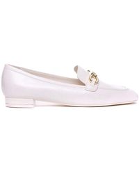 Stuart Weitzman - Weiße lederquadratloafer - Lyst