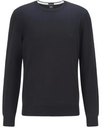 HUGO - Truien & Vesten ,Zwart ,Wol Rondgebreide Trui - Lyst