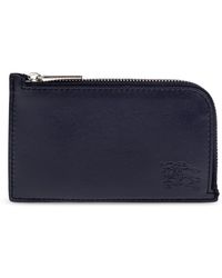 Burberry - Accessoires ,Blauw ,Leer Leren Kaarthouder Met Logo - Lyst