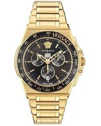 Versace - Accessoires ,Geel ,Greca Extreme Chrono Horloge - Lyst