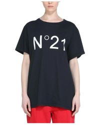 N°21 - Tops ,Blauw ,Katoen T-Shirt F08163386490 - Lyst