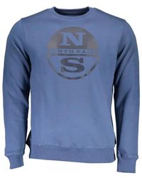 North Sails - Blauer baumwollpullover mit logo-print - Lyst