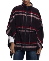 Desigual - Jassen ,Veelkleurig ,Polyester Aldama Checks Poncho - Lyst