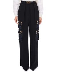 Elisabetta Franchi - Schwarze palazzo hose mit cargotaschen - Lyst