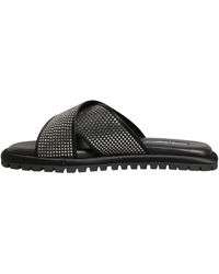 Dolce & Gabbana - Schoenen ,Zwart ,Leer Criss-Cross Slide Sandalen - Lyst